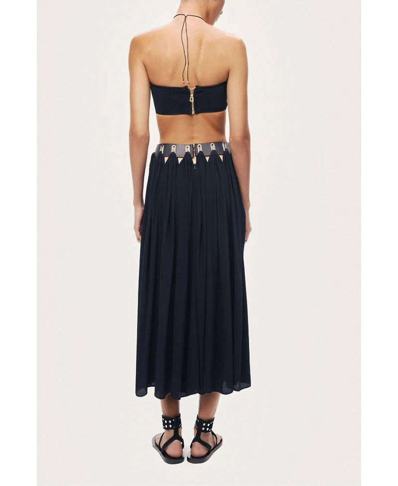 Nocturne Women's Pleated Ring-Detail Midi Skirt