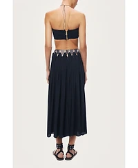 Nocturne Women's Pleated Ring-Detail Midi Skirt