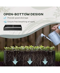 Outsunny Raised Garden Bed, Galvanized Elevated Planter Box with 2 Customizable Trellis Tomato Cages, Reinforced Rods, Elevated & Metal for Climbing V