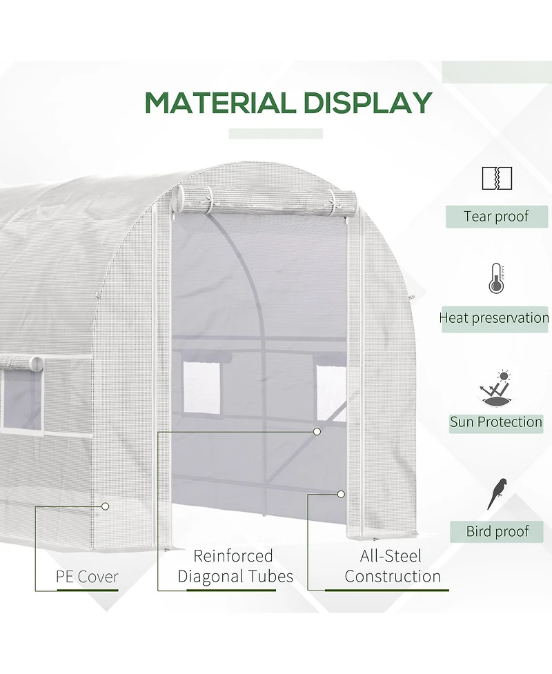 Outsunny Walk-in Tunnel house, Roll Up Door, 14.6'x6.6'x6.6',