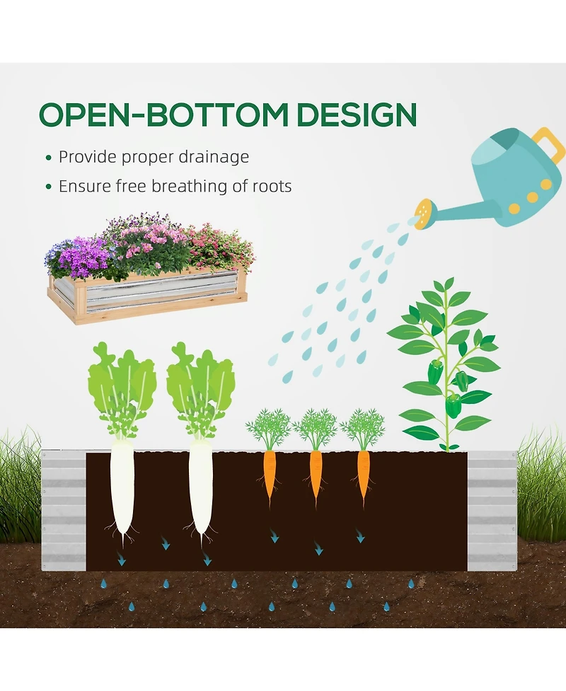 Outsunny Raised Garden Bed with house Wooden Cold Frame Natural