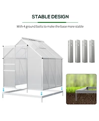 Outsunny 6'x6' Polycarbonate Walk-in Garden house w/ Sliding Door