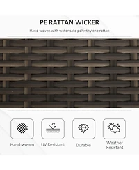 Outsunny 29 Gallon Outdoor Patio Wicker Storage Bench w/ Cushion