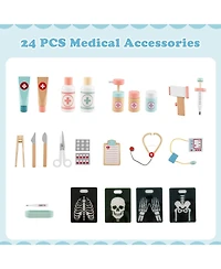 Slickblue Wooden Medical Playset for Kids 3+ with Stethoscope Toy
