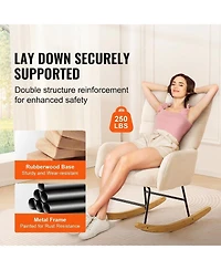 Gouun Upholstered Glider Rocking Chair with Teddy Fabric