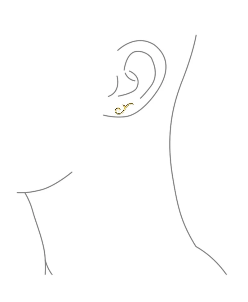 Bling Jewelry Scroll Design Ear Pin Crawlers Climber Earrings Gold Plated .925 Sterling Silver