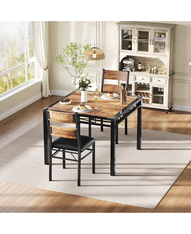 gaomon 2-Person Dining Table Set with Padded Chairs and Corner Guards