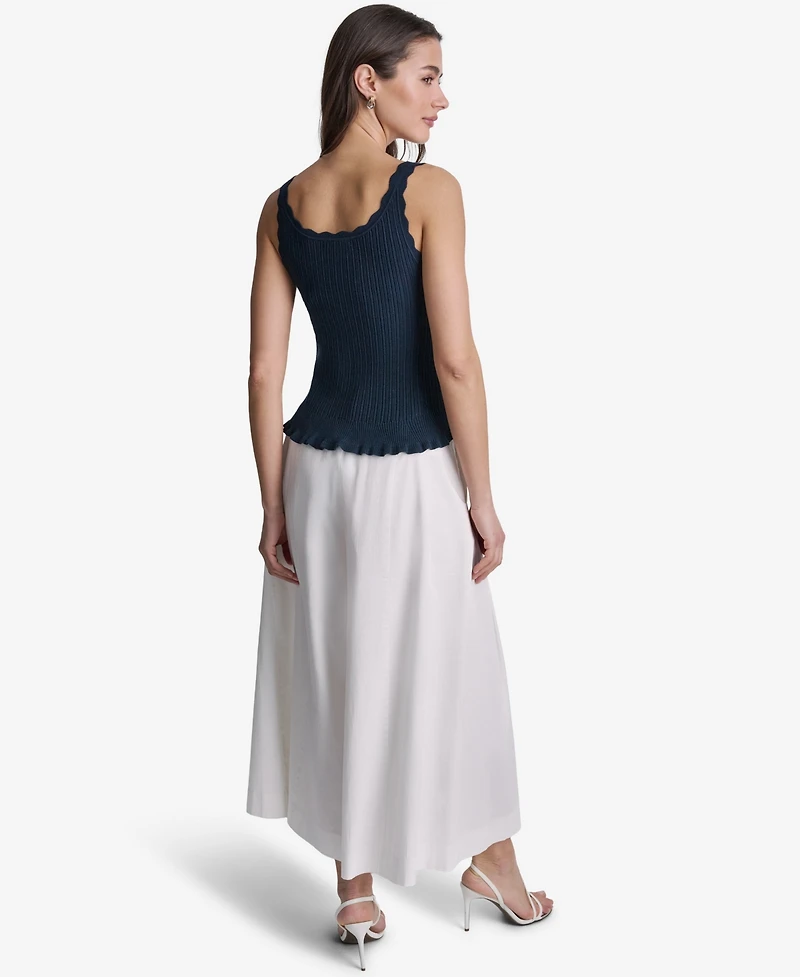 Bcbg Women's Ribbed Button-Front Scoop Neck Tank Top
