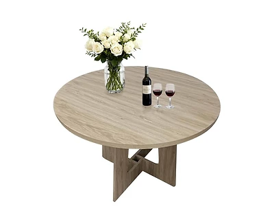 gaomon 4-Person Farmhouse Round Dining Table with Triangular Pedestal