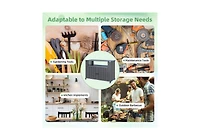 Aecojoy Outdoor Grill Table with Storage Cabinet Weatherproof, Outdoor Kitchen Island, Grill Cabinet Cart with Storage