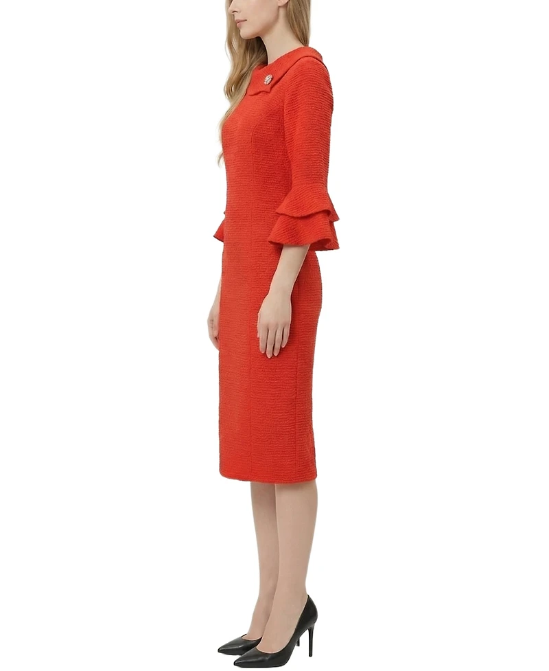 Ny Collection Women's 3/4 Sleeve Shawl Collar Dress