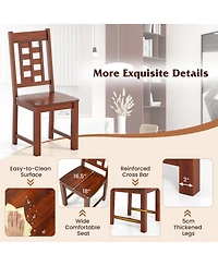 Gymax Dining Chairs Set of 2 w/Solid Rubber Wood Frame Elegant Hollowed Backrest