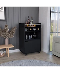 flynama Bar Cart with 2 Open Shelves, 4 Cubbies and Closed Cabinet