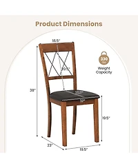 Gouun Cross-Back Dining Chairs Set of 2 with Pvc Leather Seat and Rubber Wood Frame