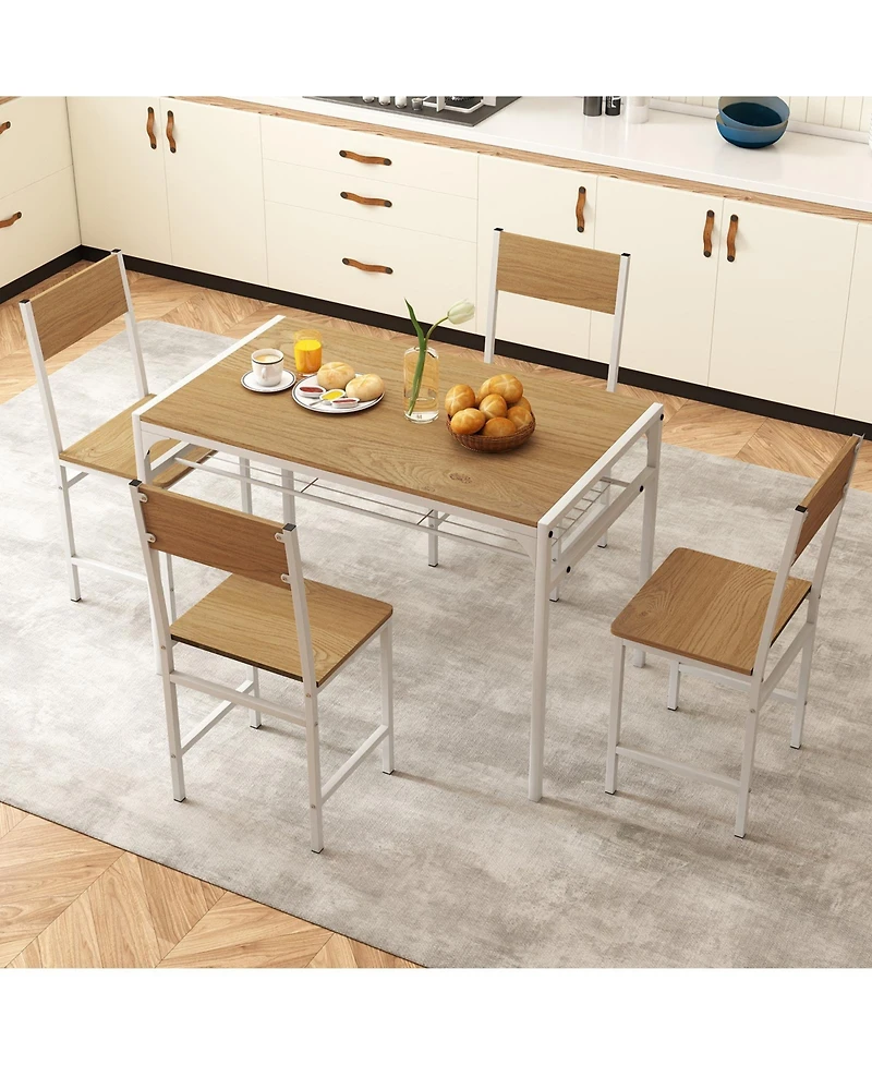 Gouun Industrial Dining Chairs Set of 4 with Metal Legs and Slanted Back