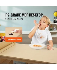 Sugift Kids Art Table and 2 Chairs, 2-in-1 Toddler Craft and Play Activity Table, Wood Set