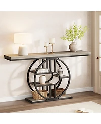 gaomon Industrial Narrow Console Sofa Table with O-Shaped Metal Frame and 5-Tier Storage, Entryway Table
