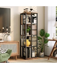 gaomon 360degree Rotating Corner Bookshelf, Industrial Floor Standing Storage Organizer