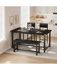 gaomon 4-Piece Industrial Rustic Dining Set with Bench