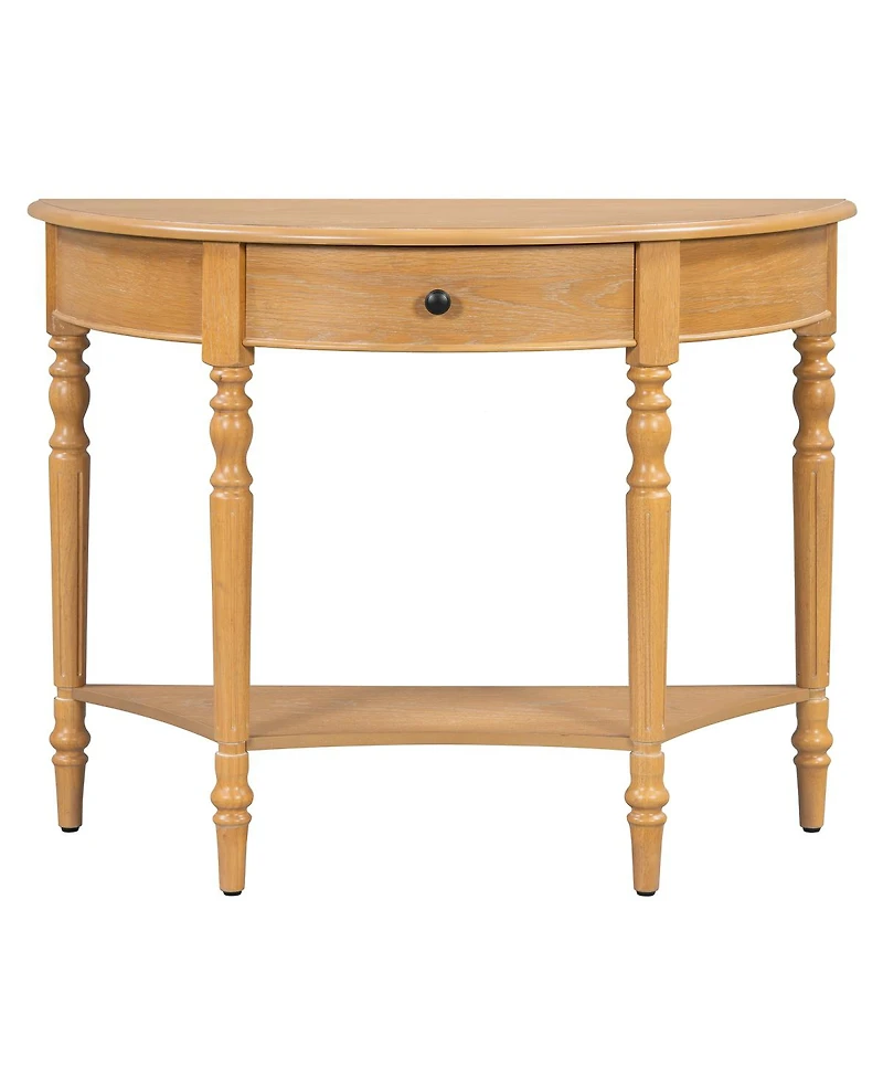 Streamdale Furniture Farmhouse Half Moon Console Table with Drawer & Shelf