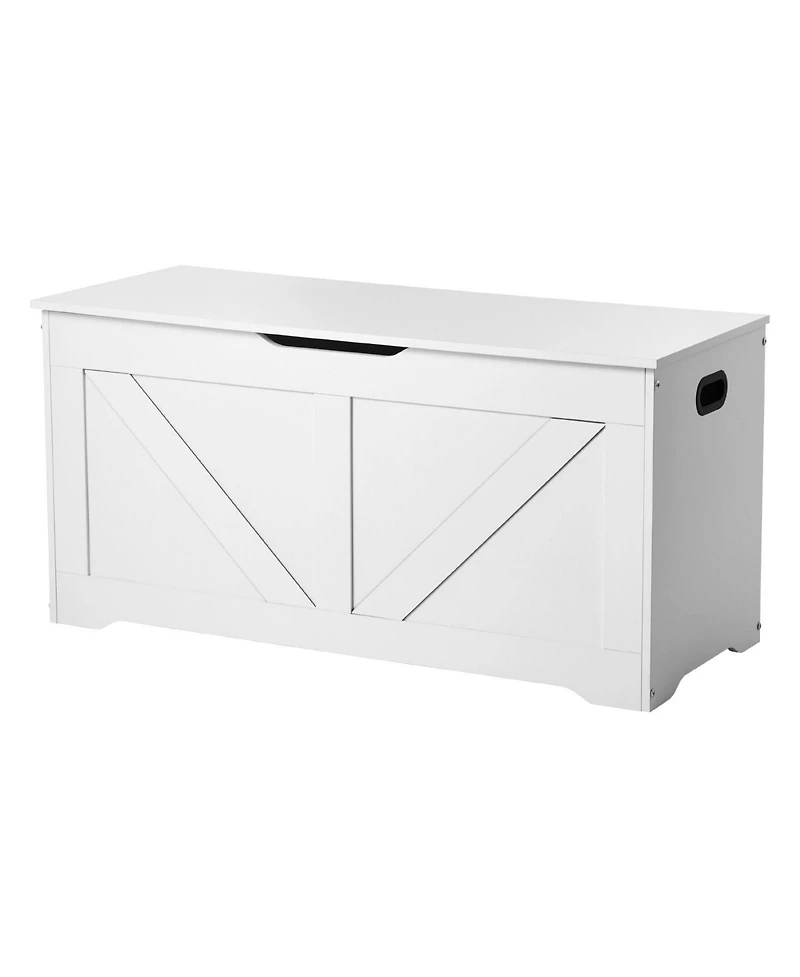 Slickblue Wooden Kids Storage Bench Toy Box with Safety Lid Hinge