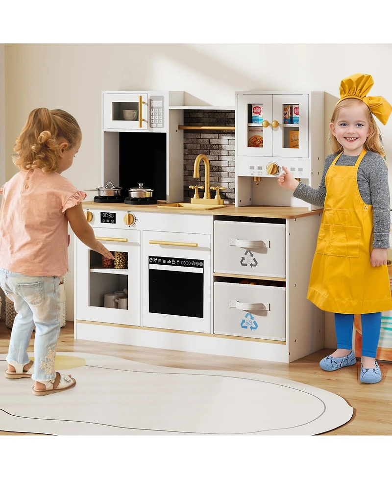 Slickblue Wooden Kids Play Kitchen with Stove Light Sound Set