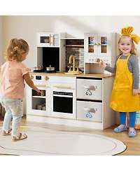 Slickblue Wooden Kids Play Kitchen with Stove Light Sound Set
