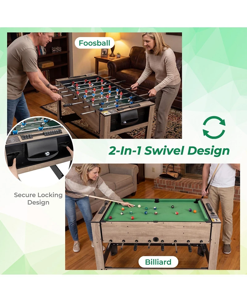 Slickblue Swivel Game Table 2-in-1 for Teens and Adults, Fun Activity Table