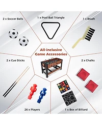 Slickblue Full Size Foosball and Pool Table 2-in-1 Combo with Stable Legs