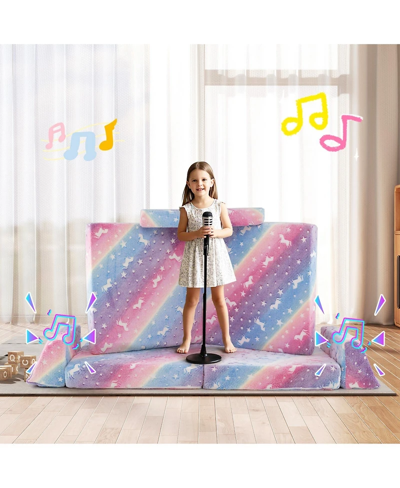 Gouun 8-Piece Modular Kids Play Couch Glow-in-the-Dark Toddler Sectional