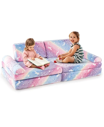 Gouun 8-Piece Modular Kids Play Couch Glow-in-the-Dark Toddler Sectional