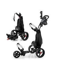 Mecale 3-Wheel Golf Push Cart with Adjustable Handle, 9 Speed Settings