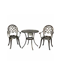 Clihome 3PCS Outdoor Cast Aluminum Bistro Set with Removable Ice Bucket & Adjustable Feet