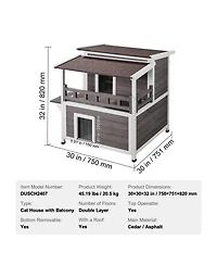 Cozito Outdoor Cat House 2-Story 30x30x32 in Weatherproof Wood
