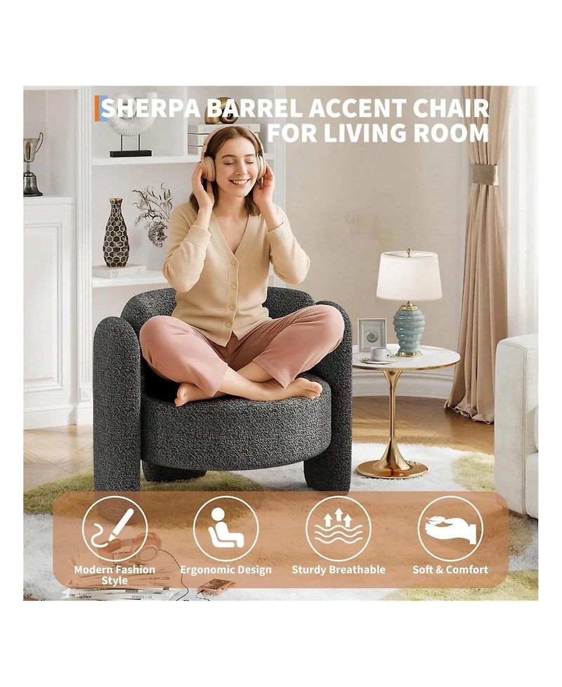 gaomon Dining Chair Office Accent Chair For Living Room Modern Chenille Boucle Accent Chair for Kitchen Dining Room