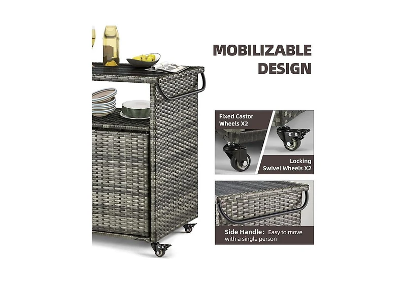 Aecojoy Outdoor Bar Cart with Wheels