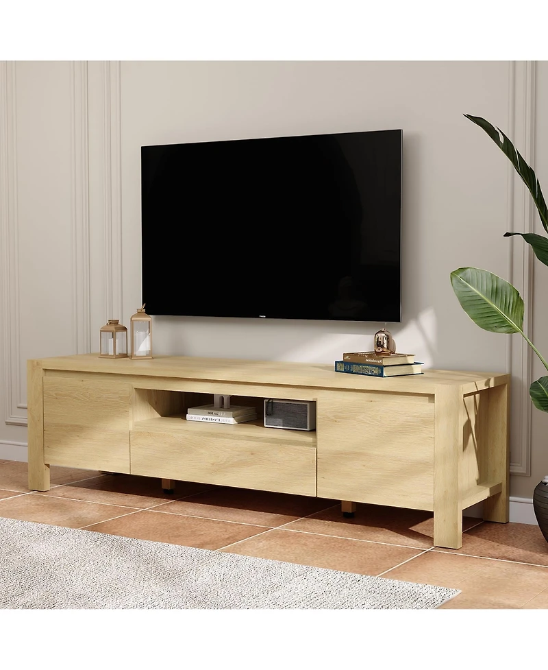 gaomon Tv Stand with Cabinet Doors, Entertainment Center with Adjustable Shelves