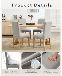 Upholstered Dining Chairs Set of 2 with Nailhead Trim, Padded Seat and Solid Wood Legs