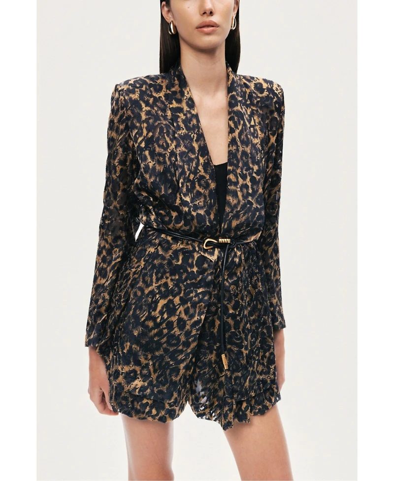 Nocturne Women's Printed Leopard Belted Jacket