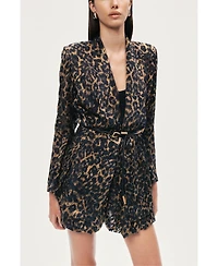 Nocturne Women's Printed Leopard Belted Jacket