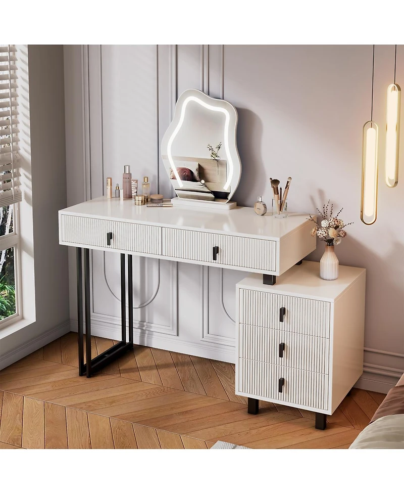 Streamdale Furniture Cloud Led Vanity with Storage and Ribbed Design