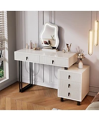 Streamdale Furniture Cloud Led Vanity with Storage and Ribbed Design