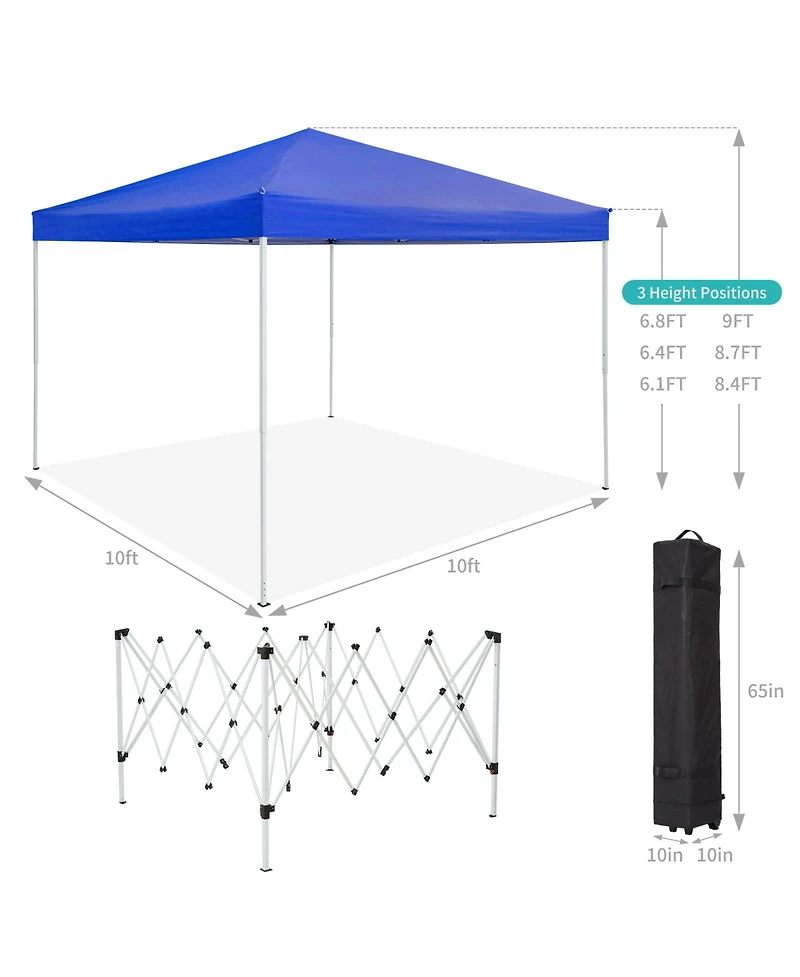 Homfan Pop-Up Canopy Tent with Bug Screen Mesh Sidewalls, Uv-Resistant Outdoor Sun Shade with 1-Minute Center Lock Setup and Roller Bag