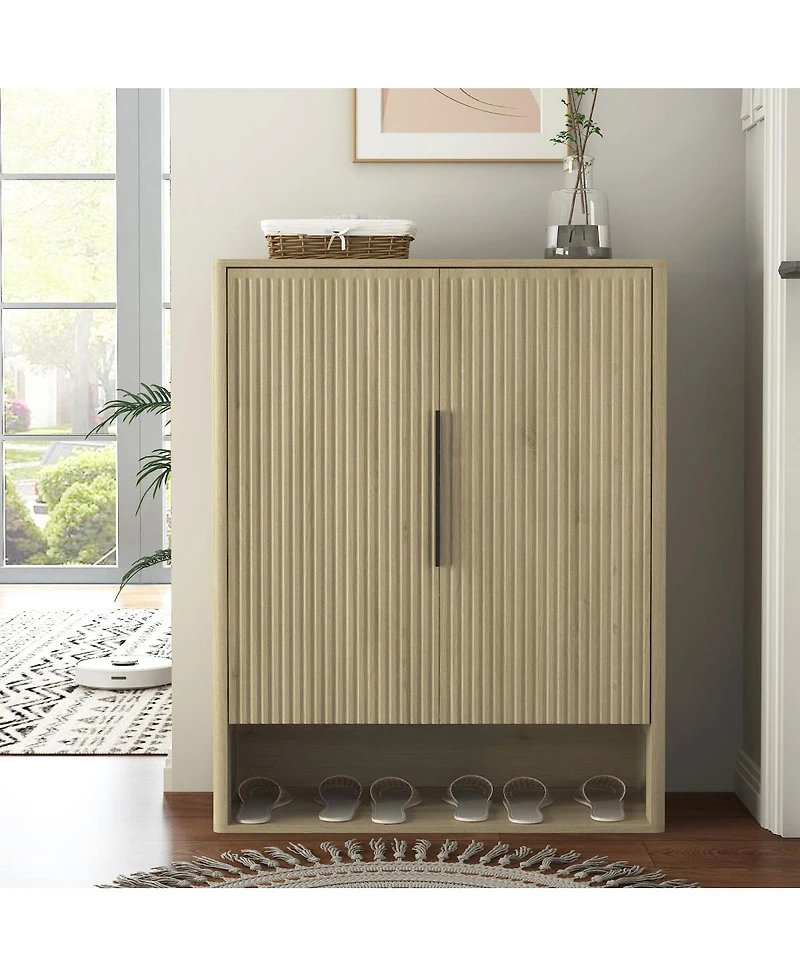 Streamdale Furniture Wooden Shoe Cabinet with Doors and Adjustable Shelves