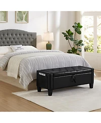 Streamdale Furniture Black Storage Ottoman Bench with Safety Hinge