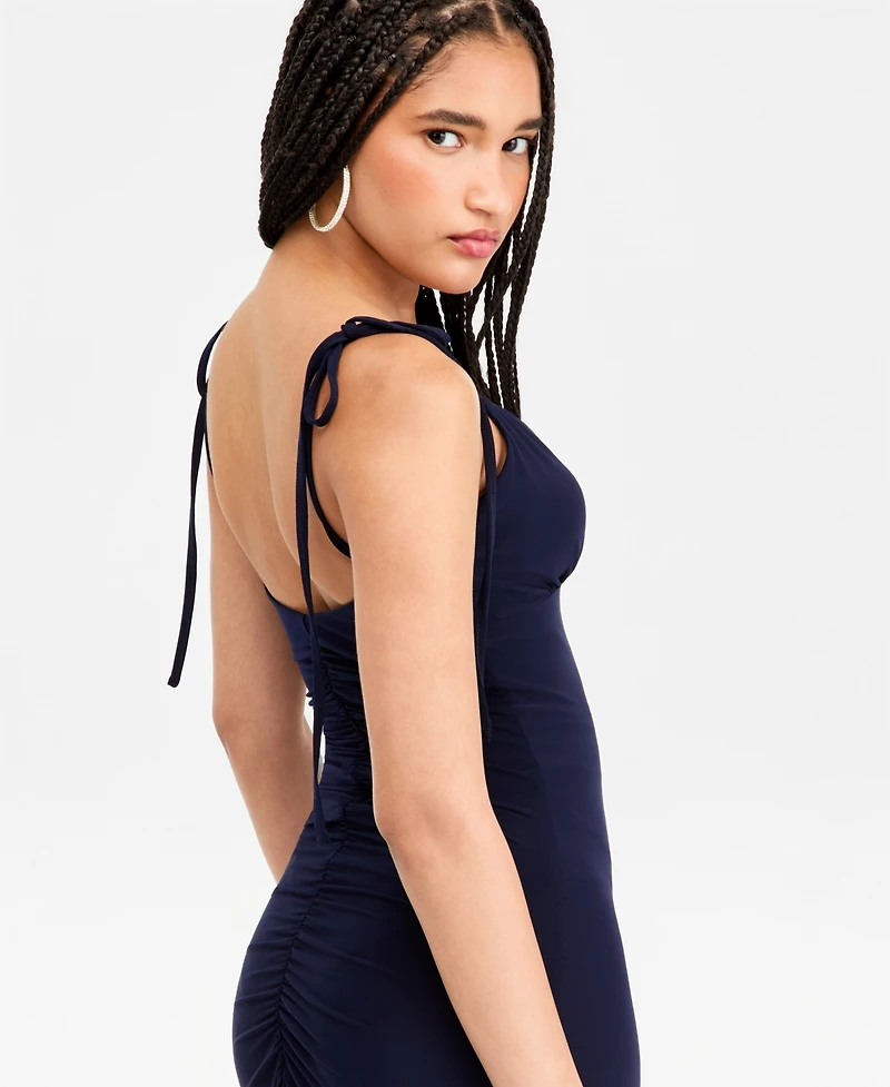 Jump Juniors' Shirred-Back Tie-Strap Long Dress