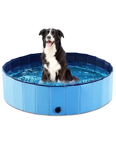 Aronkl Foldable Dog Pet Bath Pool Collapsible Bathing Tub Slip Resistant Durable Portable No Inflation