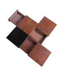 Rainsken Modern Extendable Coffee Table with Storage, Multi-Functional Sliding Top Center Table with Drawers for Living Room