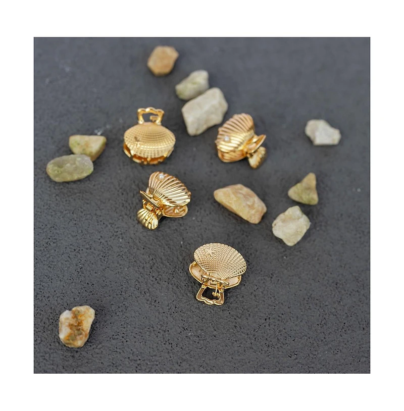 Headbands of Hope Women's Mini Claw Clip Set of 4 - Gold Seashell