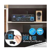 Pyle Mini Stereo Power Amplifier 2x40W with Bluetooth, Usb and Aux Inputs